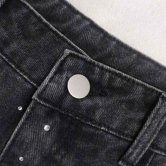 Starry Sky Loose Comfortable Women Casual All Matching Straight Pants Blingbling Popular Rhinestone Jeans