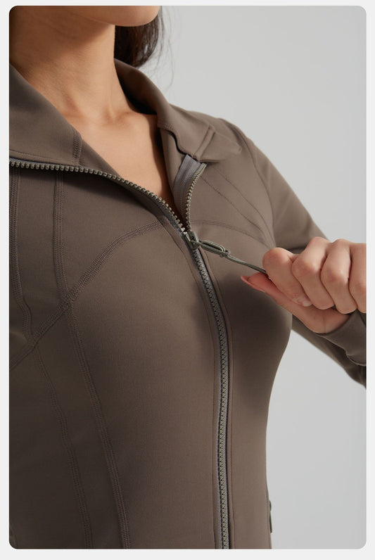 Yoga Clothes Coat Women Running Cycling Sports Long Sleeve Slim Stand Collar Sports Workout Clothes Women - Iyanka