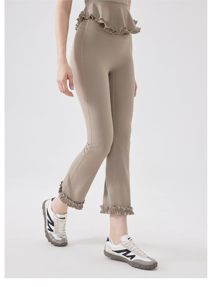 High Waist Lace Slimming Smoke Tube Cropped Pants Slim Fit Yoga Pants Women Hip Lifting Running Workout Pants Fitness Pants - Iyanka