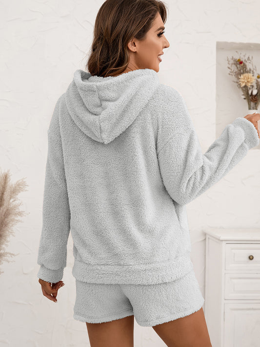 Plush Hooded Sweater Set Casual Homewear Double-Sided Plush Two-Piece Set Women - Iyanka