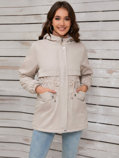 Women Explosive Fur Liner Hooded Zipper Coat Autumn Winter Warm Thickening Shell Jacket - Iyanka