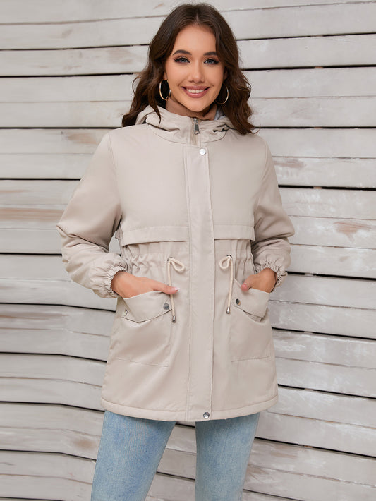 Women Explosive Fur Liner Hooded Zipper Coat Autumn Winter Warm Thickening Shell Jacket - Iyanka