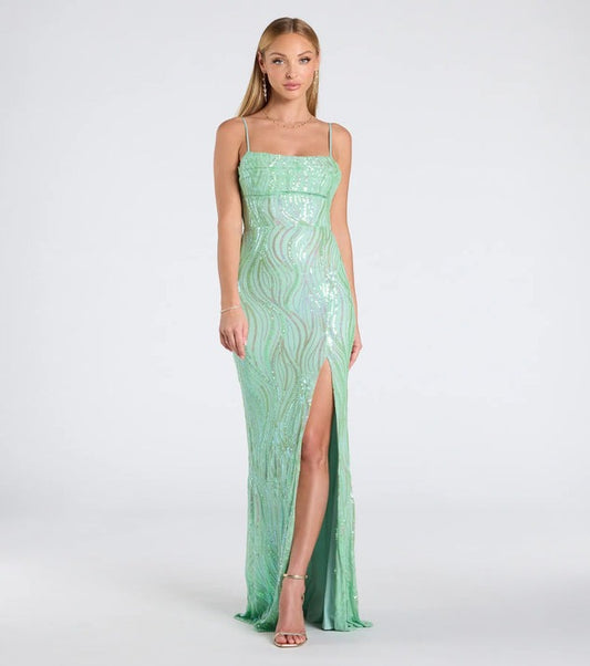 Dress Sexy Sling Backless High Slit Sequ Socialite Dress - Iyanka