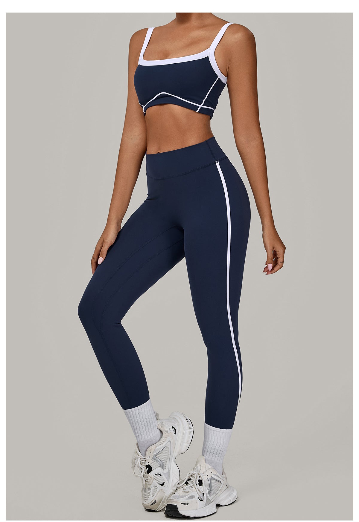 Autumn Sand Color Contrast Patchwork Yoga Suit Skinny Slimming Outdoor Sports Running Fitness Two Piece Sets - Iyanka