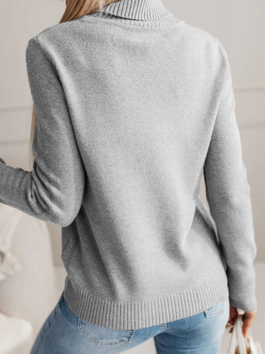 Women Elegant Fall Winter Lapels Knitwear Solid Color Buttons Pullover Sweater Top - Iyanka