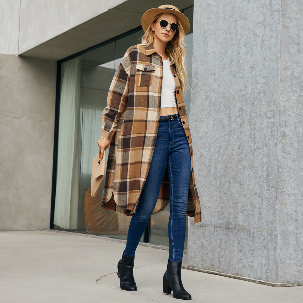 Women Clothing Mid Length Wind Coat Single Breasted Pocket Retro Coat for Women - Iyanka