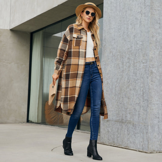 Women Clothing Mid Length Wind Coat Single Breasted Pocket Retro Coat for Women - Iyanka