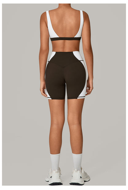 Autumn Sand Backless Yoga Clothes Color Matching Tight Quick Drying Fitness Clothes Medium Tenacity Sports - Iyanka