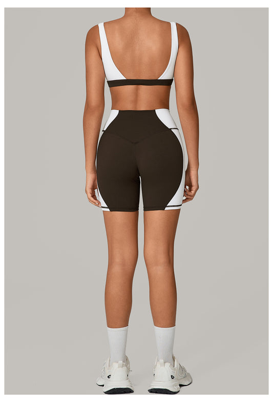 Autumn Sand Backless Yoga Clothes Color Matching Tight Quick Drying Fitness Clothes Medium Tenacity Sports - Iyanka