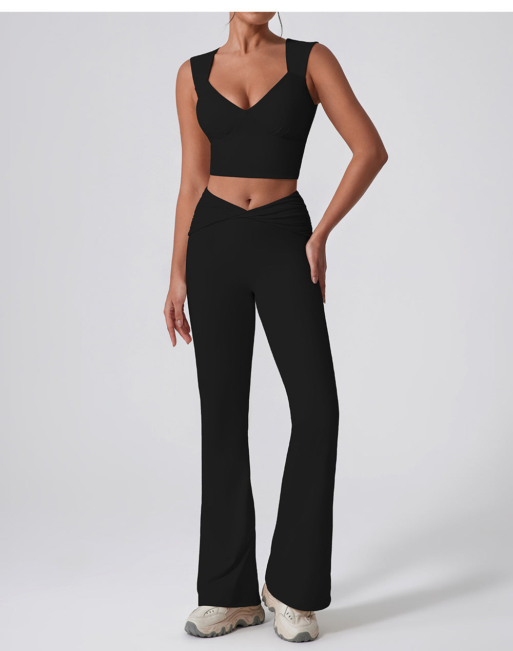 Wide Leg Tight Nude Feel Hip Lifting Yoga Bell Bottom Pants Dance High Waist Micro Pull Quick Drying Casual Sports Trousers Women - Iyanka