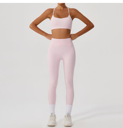 Contrast Color Yoga Clothes High Elastic Hip Lifting Sport Fitness Pants High Waist Nude Feel Outer Wear Running Sports Ninth Pants - Iyanka