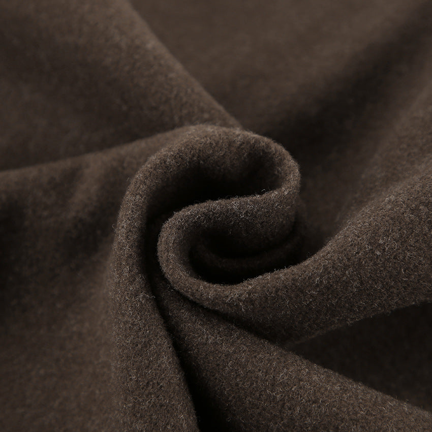 Autumn Winter Polo Collar Long Sleeve Zipper Woolen Coat Loose Casual Women Jacket - Iyanka