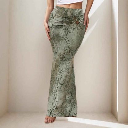 Retro Print Skirt Summer Niche Characteristic Sexy Slim Sheath Dress
