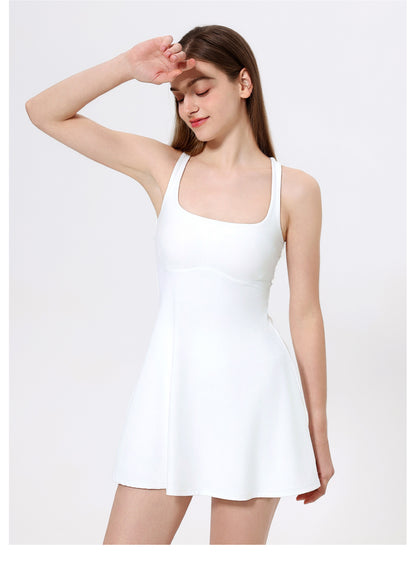 Two Piece Sets Nude Feel Sports Dress Back Shaping Safety Leggings Outdoor Running Fitness Tennis Skirt - Iyanka