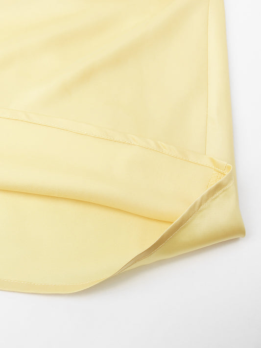 Sexy Tube Top Hollow Out Cutout Backless Yellow Dress French High Grade Satin Dress Sexy Summer Beautiful Dress - Iyanka