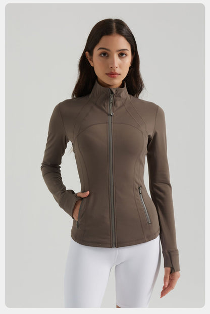Yoga Clothes Coat Women Running Cycling Sports Long Sleeve Slim Stand Collar Sports Workout Clothes Women - Iyanka