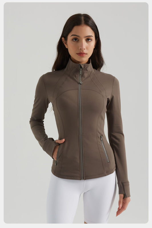 Yoga Clothes Coat Women Running Cycling Sports Long Sleeve Slim Stand Collar Sports Workout Clothes Women - Iyanka