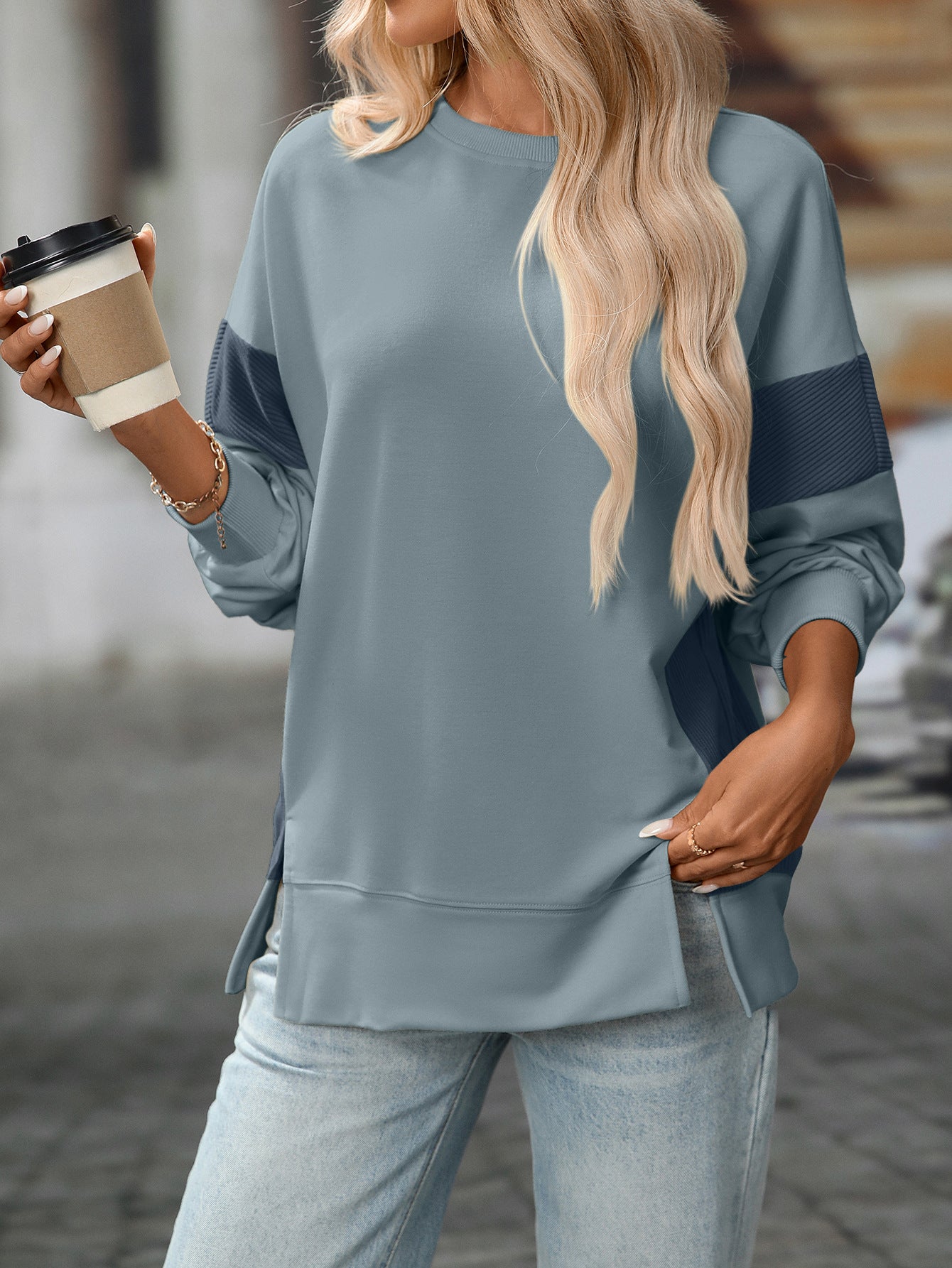 Women round Neck Multicolor round Neck All Matching Casual Loose Sweatshirt - Iyanka