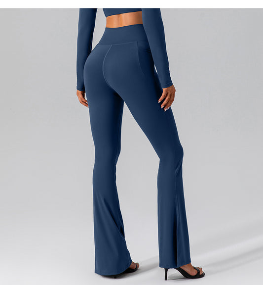 Autumn Nude Feel Stretch Sports Yoga Bell Bottom Pants Skinny Slimming High Waist Peach Hip Lifting Fitness Trousers - Iyanka