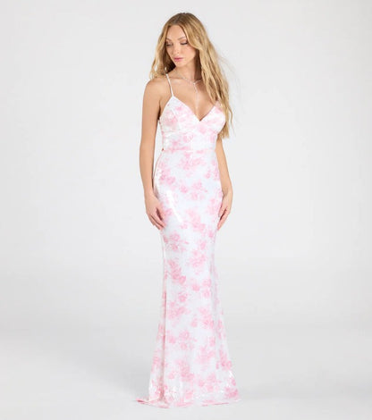 Women Clothing Party Floral Pink Sexy Dress Dress Evening Dress