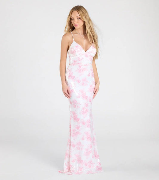 Women Clothing Party Floral Pink Sexy Dress Dress Evening Dress
