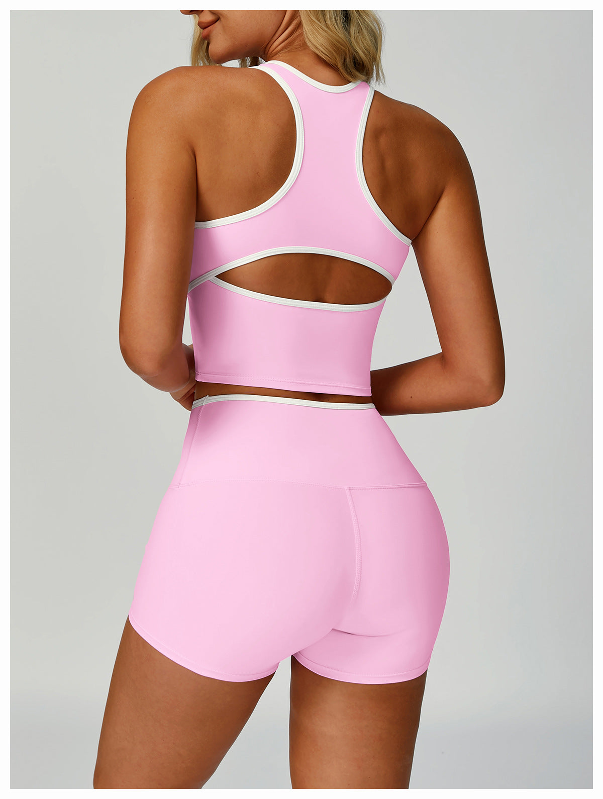 Contrast Color Binding Sports Vest Naked Women Feeling Hollow Out Cutout out Beauty Back Exercise Underwear Skinny Running Workout Clothes - Iyanka