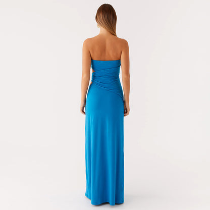 Summer Tube Top Women Dress Sexy Sexy Side Waist Hollow Out Cutout Sheath Dress