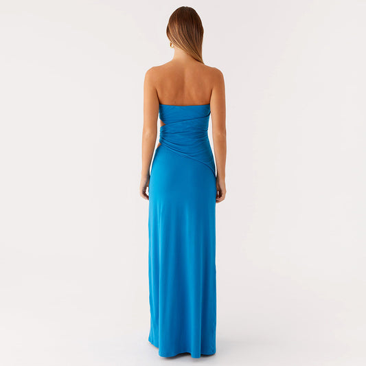 Summer Tube Top Women Dress Sexy Sexy Side Waist Hollow Out Cutout Sheath Dress