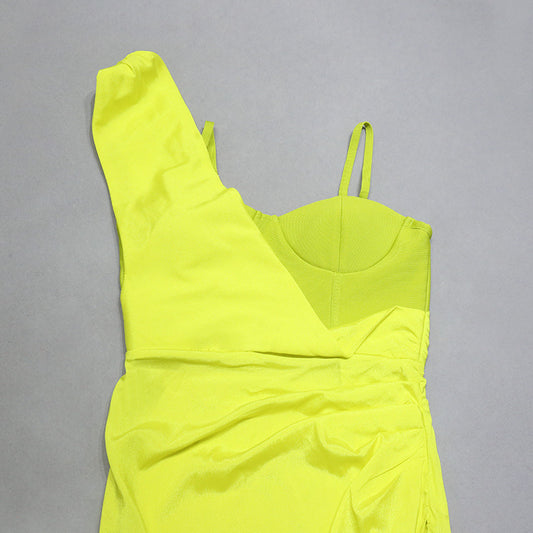 Dress Clothes Sexy Dress Stitching Satin Sling Irregular Asymmetric Side Slit Slim Fit Bandage Dress Women - Iyanka