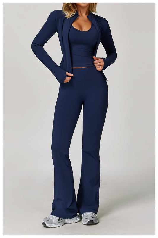 Brushed High Waist Yoga Trousers Tight Wide Leg Bell Bottoms Running Sports Fitness Bootcut Trousers - Iyanka