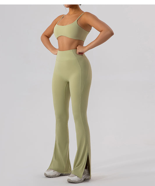 High Waist Skinny Outerwear Sweatpants Dance Nude Feel Hip Lifting Yoga Bell Bottom Pants Skinny Running Wide Leg Pants Women - Iyanka