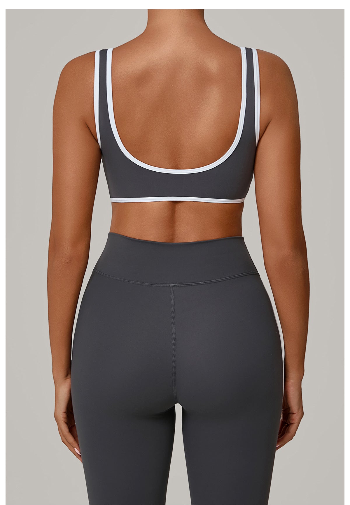 Autumn Sand Contrast Color Wide Shoulder Strap Sports Underwear Shockproof Women One Piece Yoga Bra Outdoor Workout Clothes - Iyanka