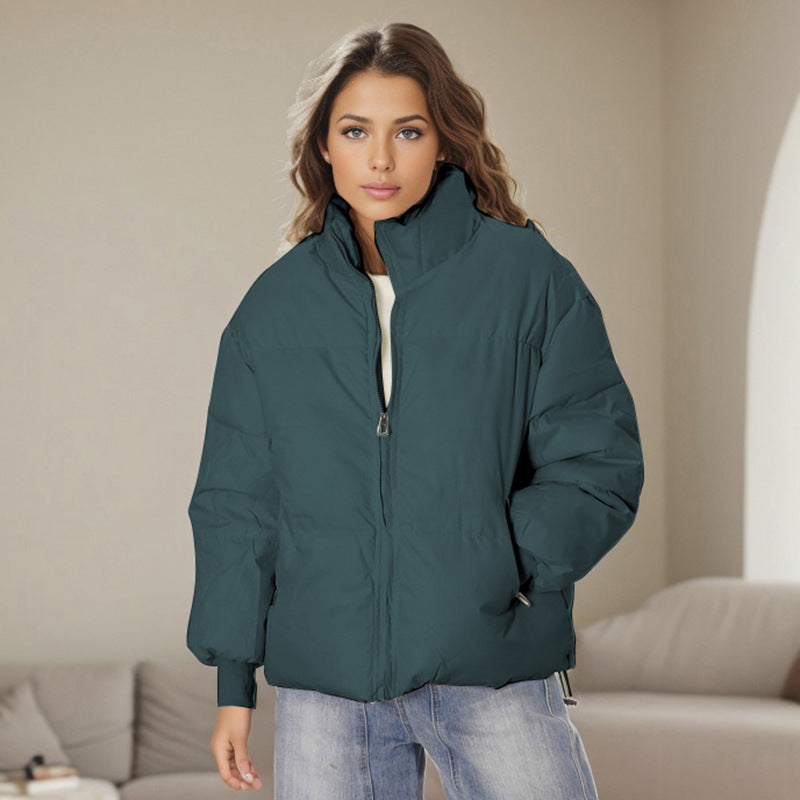Women Clothing Winter Stand Collar Zipper Thermal Short Cotton Jacket - Iyanka
