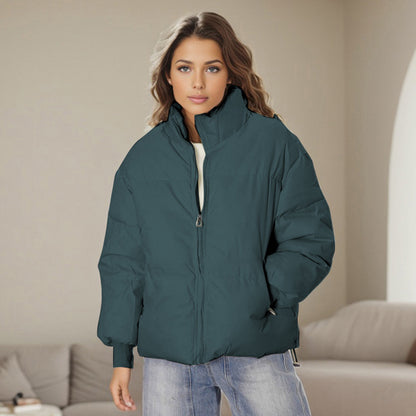 Women Clothing Winter Stand Collar Zipper Thermal Short Cotton Jacket - Iyanka