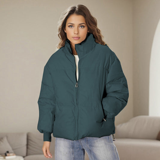 Women Clothing Winter Stand Collar Zipper Thermal Short Cotton Jacket - Iyanka