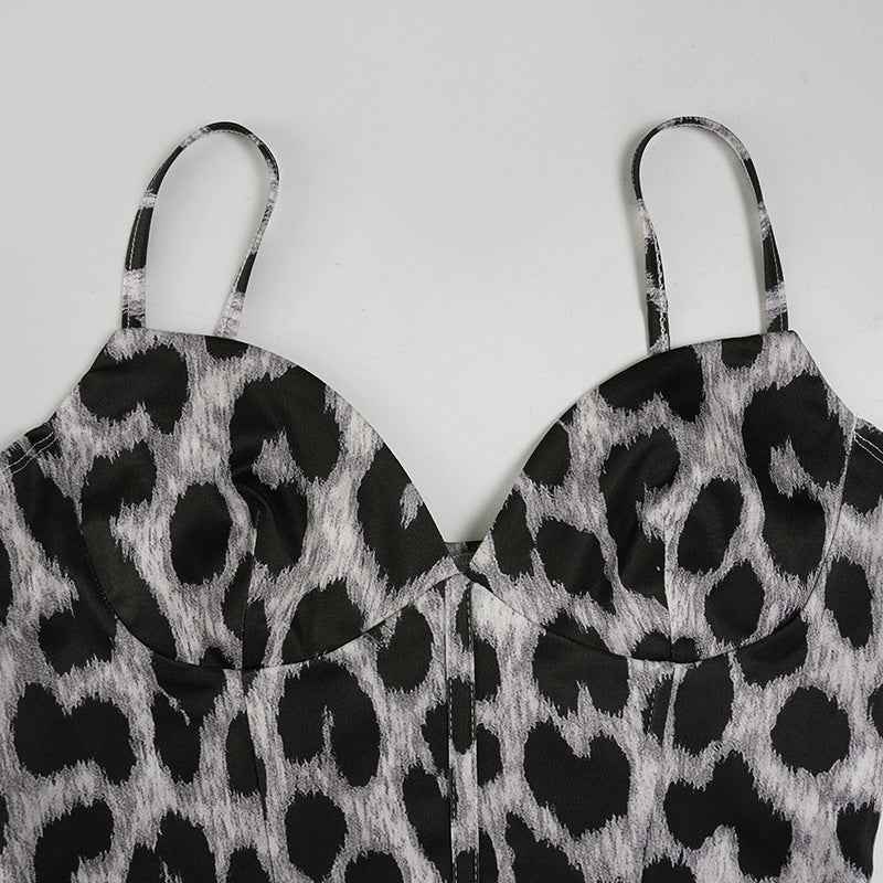 Women’s Summer Slim Fit Leopard Print V-Neck Vest Top