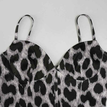 Women’s Summer Slim Fit Leopard Print V-Neck Vest Top