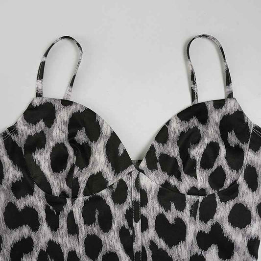 Women’s Summer Slim Fit Leopard Print V-Neck Vest Top