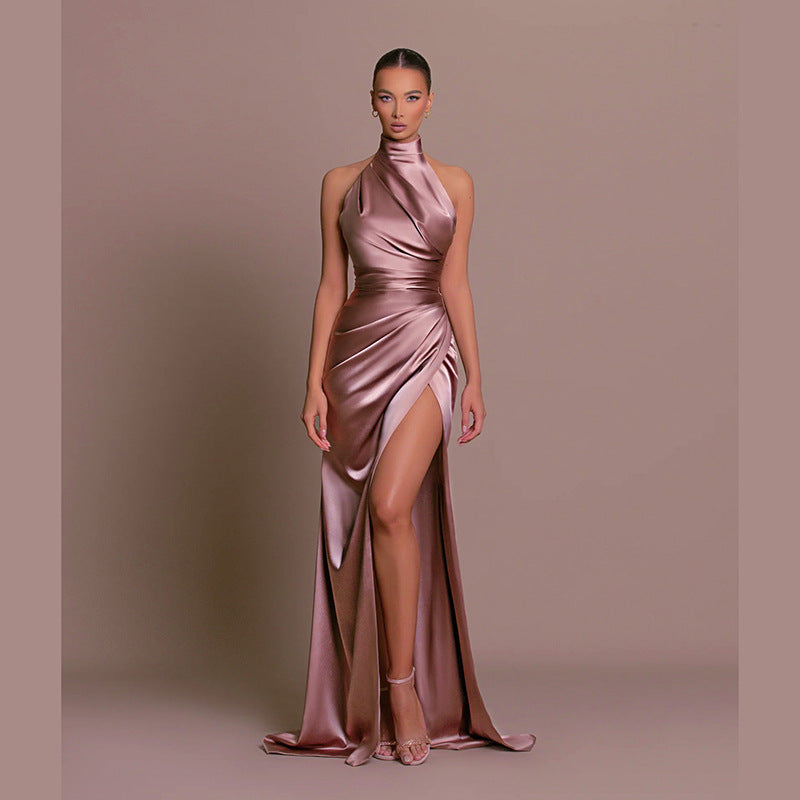 Halter Sleeveless Split Bottoming Dress Dress Autumn Stand Collar Dress - Iyanka