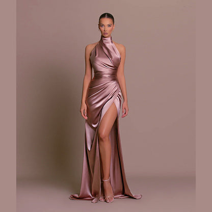 Halter Sleeveless Split Bottoming Dress Dress Autumn Stand Collar Dress - Iyanka
