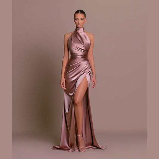 Halter Sleeveless Split Bottoming Dress Dress Autumn Stand Collar Dress - Iyanka