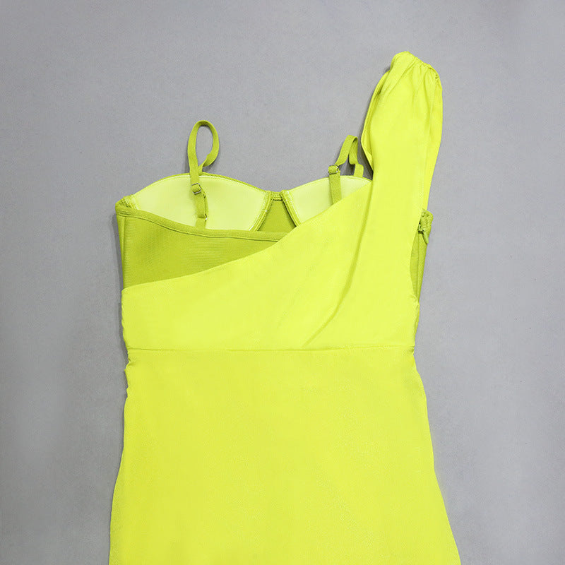 Dress Clothes Sexy Dress Stitching Satin Sling Irregular Asymmetric Side Slit Slim Fit Bandage Dress Women - Iyanka