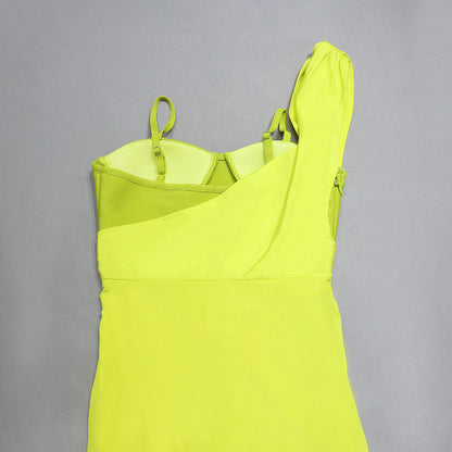 Dress Clothes Sexy Dress Stitching Satin Sling Irregular Asymmetric Side Slit Slim Fit Bandage Dress Women - Iyanka