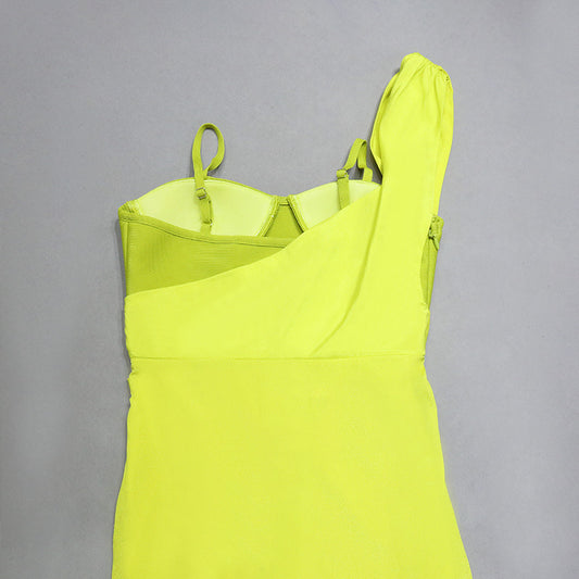 Dress Clothes Sexy Dress Stitching Satin Sling Irregular Asymmetric Side Slit Slim Fit Bandage Dress Women - Iyanka