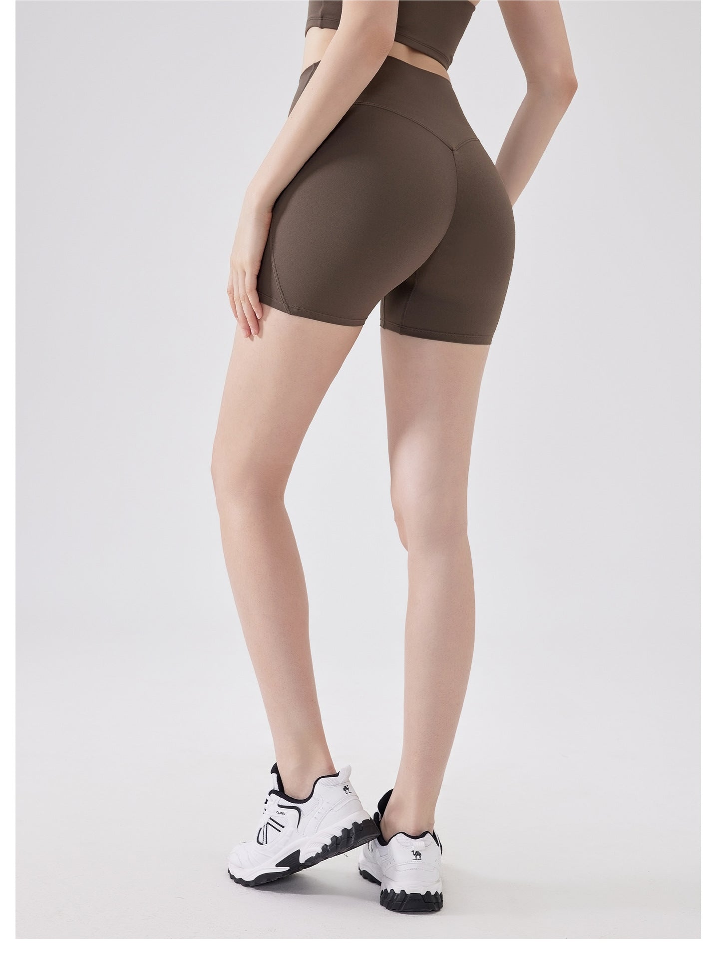 Nude Feel Three Points High Elastic Tight Bum Lift Shorts Women Yoga Workout Clothes Belly Contracting Exercise Running Training Pants - Iyanka