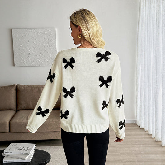 Sweet Design Lace up Bow Pattern Women Sweater Cardigan - Iyanka