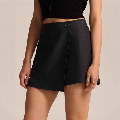Women Clothing Irregular Asymmetric Stretch Pantskirt Summer High Waist Zipper Button Culottes for Women