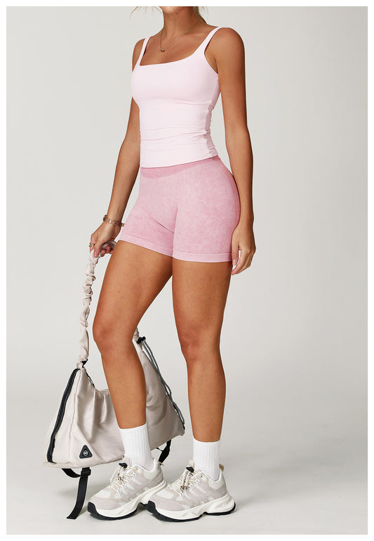 Seamless Stone Washed Yoga Shorts High Waist Hip Lift Shorts Skinny Running Sports Fitness Yoga Pants Women - Iyanka