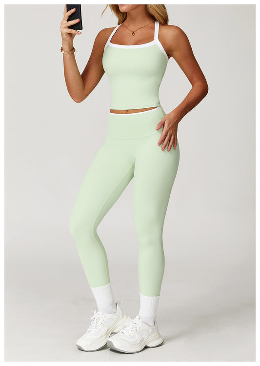 Nude Feel Yoga Pants High Waist Contrast Color Quick Drying Trousers Sports Running Fitness Sports Tights - Iyanka