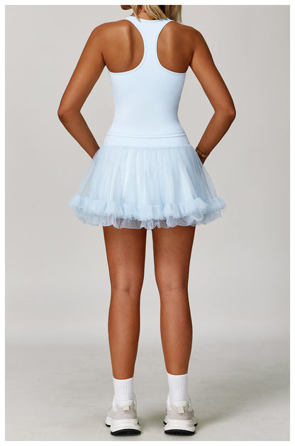 Summer Anti Exposure Base High Waist Tennis Skirt Casual A line Skirt Mesh Sports - Iyanka